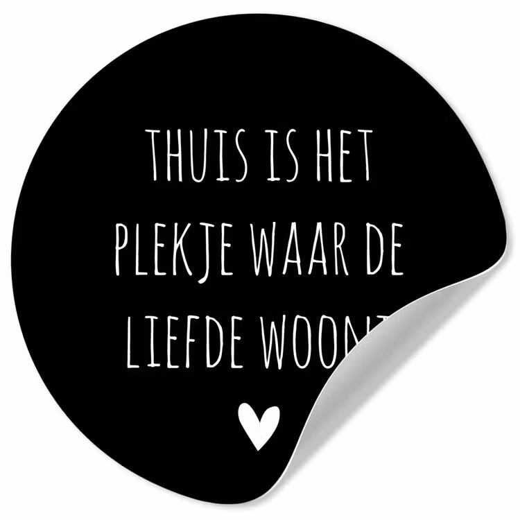 Spreuken - Thuis is het plekje waar de liefde woont - Quotes Wandcirkel behangsticker klein -3d