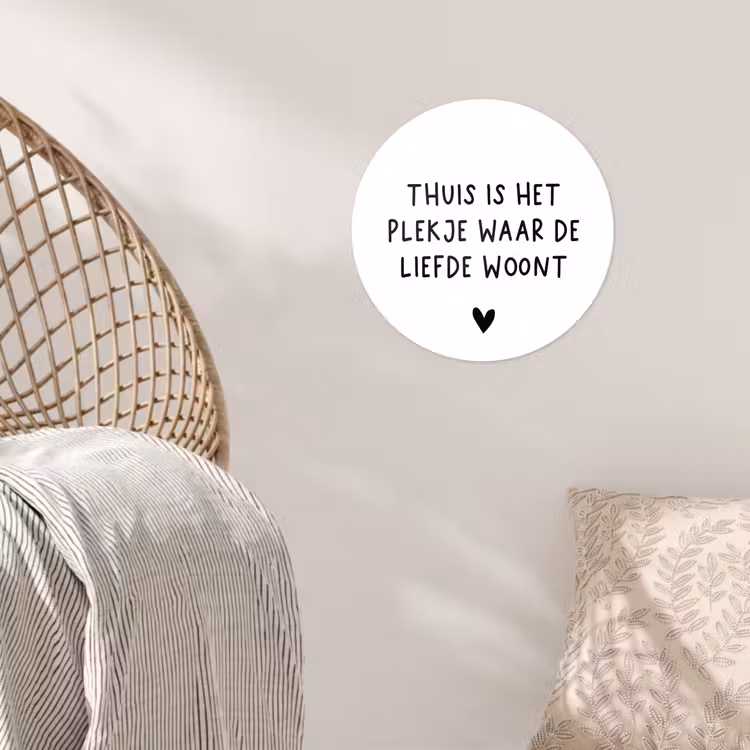 Spreuken - Thuis is het plekje waar de liefde woont - Quotes Wandcirkel behangsticker klein -sfeer4