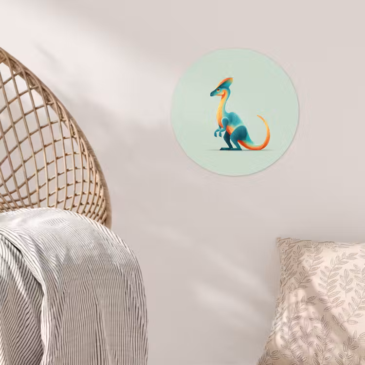Staart - Dino - Minimalistisch - Blauw Wandcirkel behangsticker klein -sfeer4