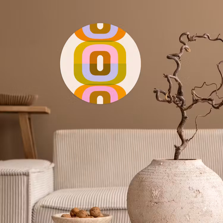 Stapel - Vormen - Geblokt - Oranje Wandcirkel behangsticker klein -sfeer1