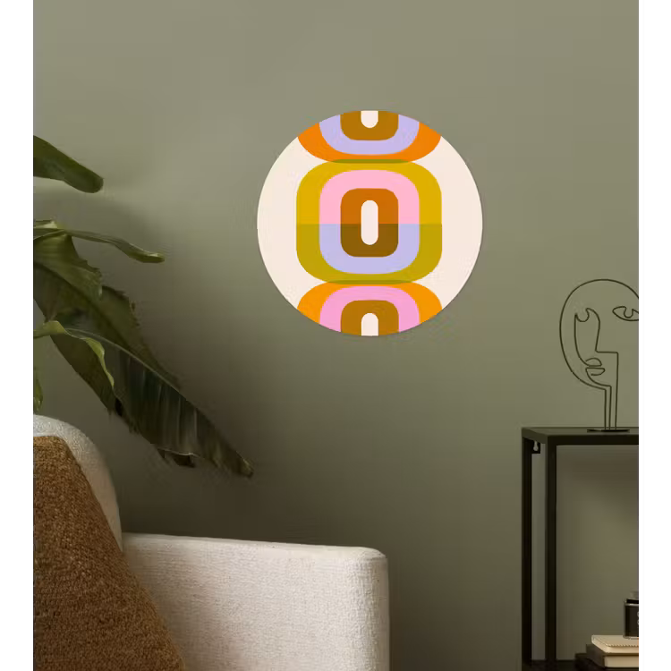 Stapel - Vormen - Geblokt - Oranje Wandcirkel behangsticker klein -sfeer2