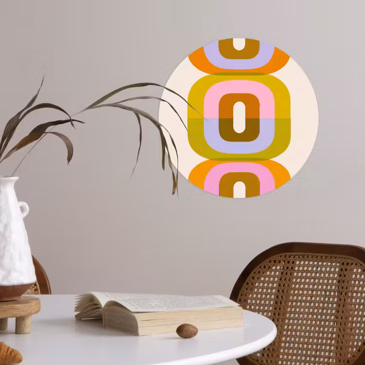 Stapel - Vormen - Geblokt - Oranje Wandcirkel behangsticker klein -sfeer3
