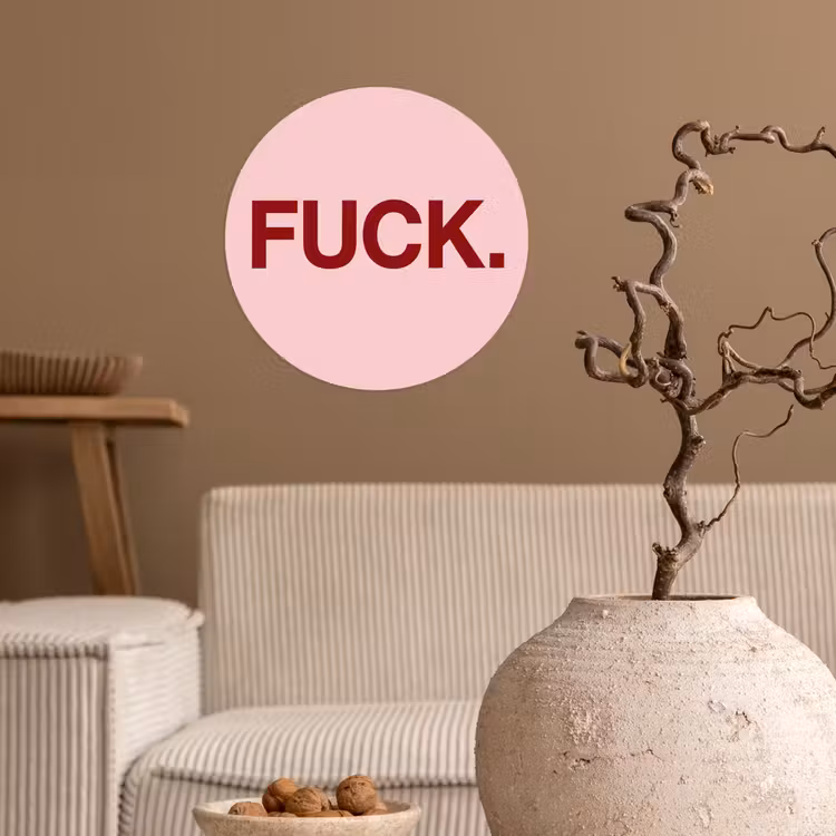 Statement - Krachtig - Roze Wandcirkel behangsticker klein -sfeer1