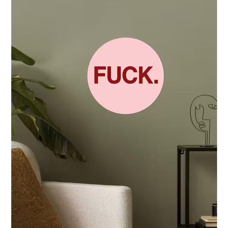 Statement - Krachtig - Roze Wandcirkel behangsticker klein -sfeer2