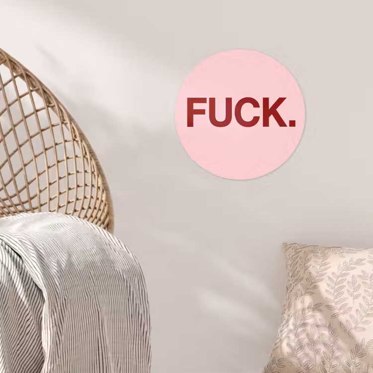 Statement - Krachtig - Roze Wandcirkel behangsticker klein -sfeer4