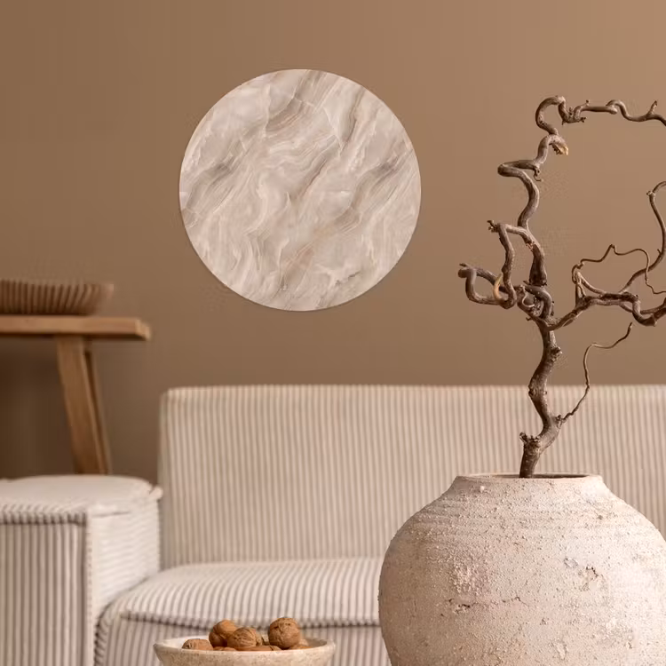 Steen - Golvend - Abstract - Beige Wandcirkel behangsticker klein -sfeer1