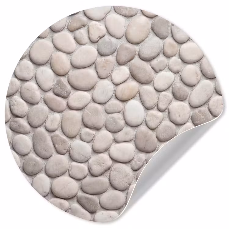 Steen - Kiezel - Natuur - Minimalistisch - Beige Wandcirkel behangsticker klein -3d