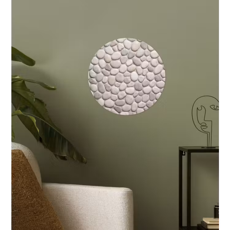 Steen - Kiezel - Natuur - Minimalistisch - Beige Wandcirkel behangsticker klein -sfeer2