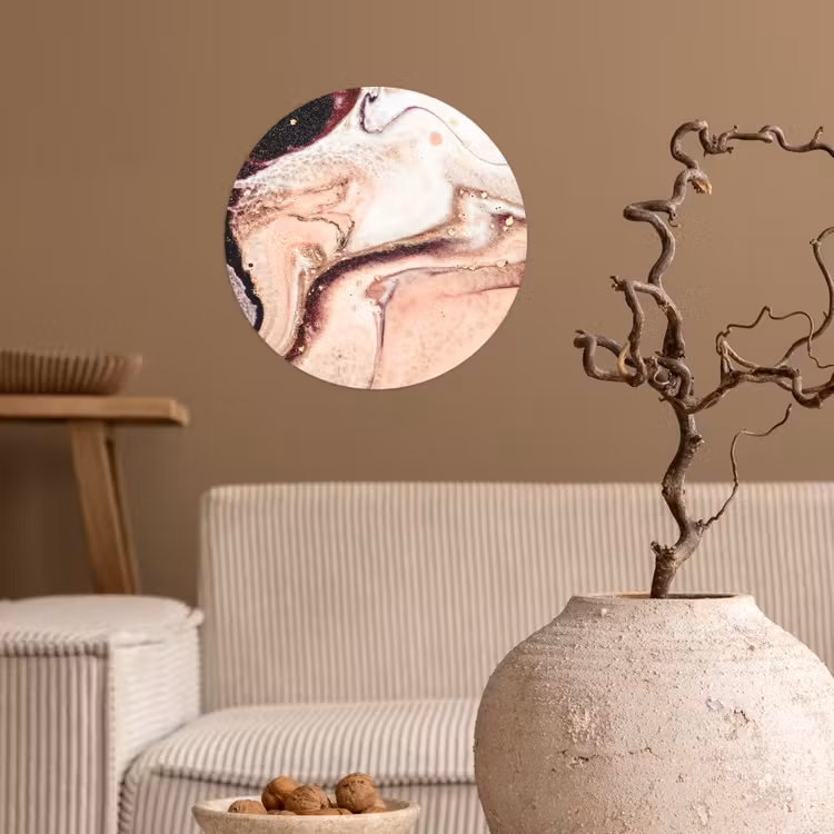Steen - Marmer - Edelsteen - Abstract - Natuur - Roze Wandcirkel behangsticker klein -sfeer1