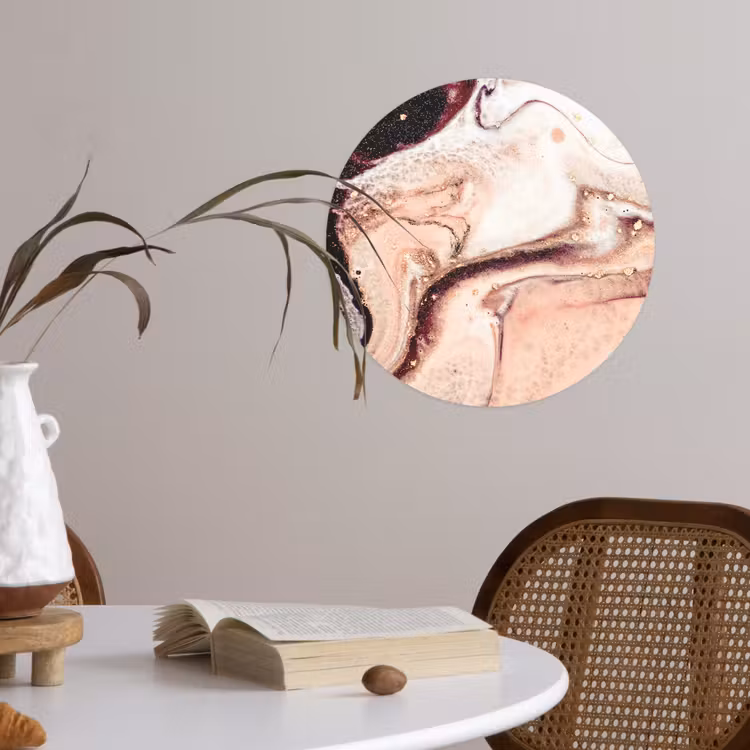 Steen - Marmer - Edelsteen - Abstract - Natuur - Roze Wandcirkel behangsticker klein -sfeer3