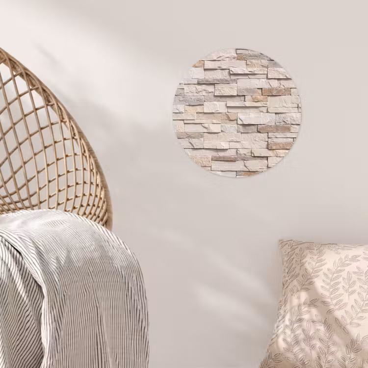 Steen - Muur - Textuur - Rustiek - Beige Wandcirkel behangsticker klein -sfeer4
