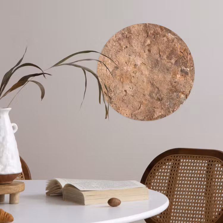 Steen - Natuur - Textuur - Abstract - Bruin Wandcirkel behangsticker klein -sfeer3