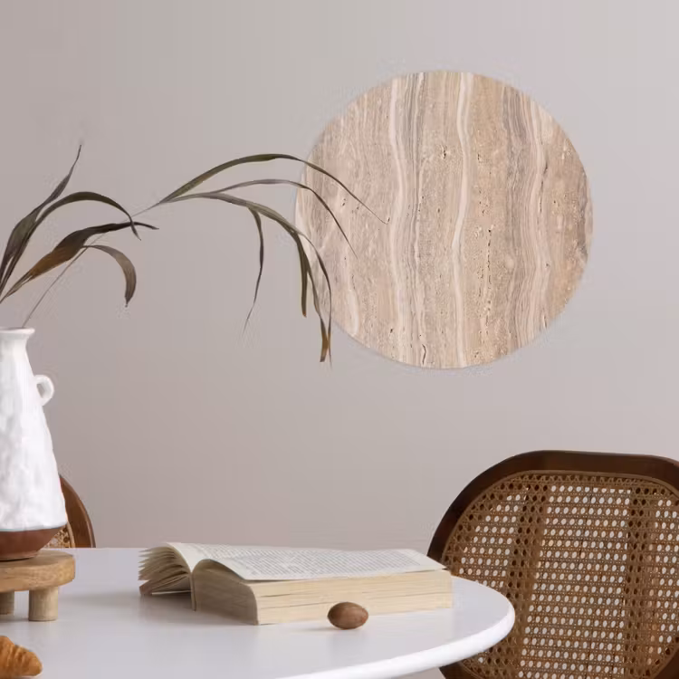 Steen - Patroon - Textuur - Natuurlijk - Beige Wandcirkel behangsticker klein -sfeer3