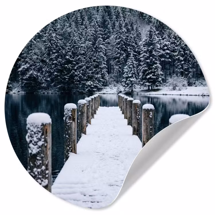 Steiger - Meer - Sneeuw - Bergen - Rustgevend Wandcirkel behangsticker klein -3d