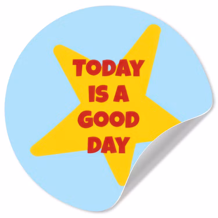 Ster - Today is a good day - Blauw Wandcirkel behangsticker klein -3d