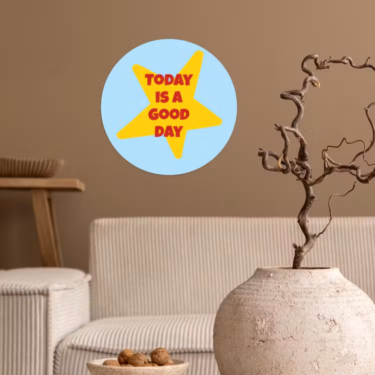 Ster - Today is a good day - Blauw Wandcirkel behangsticker klein -sfeer1