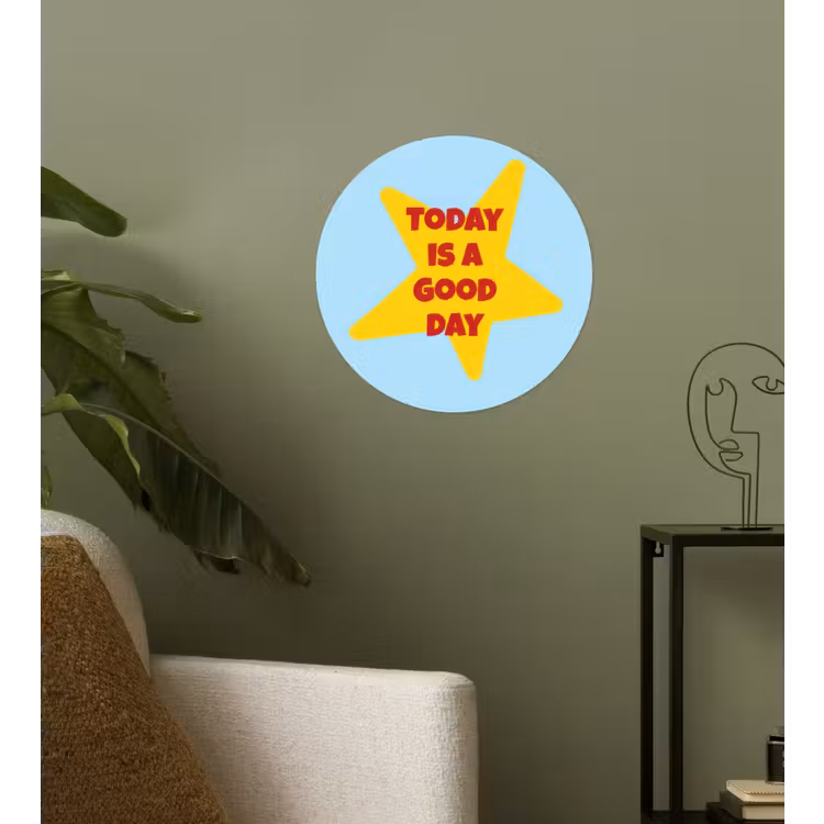 Ster - Today is a good day - Blauw Wandcirkel behangsticker klein -sfeer2