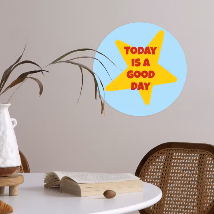 Ster - Today is a good day - Blauw Wandcirkel behangsticker klein -sfeer3