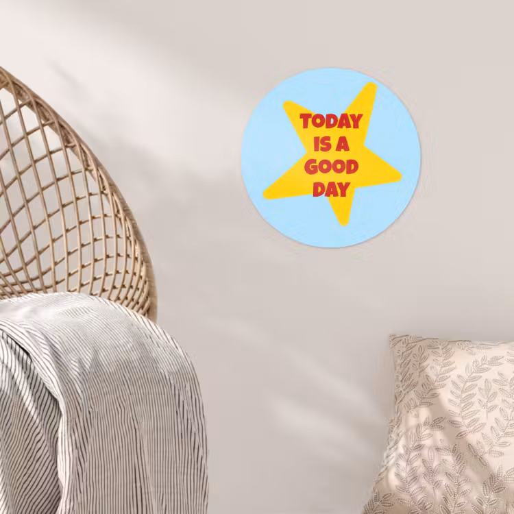 Ster - Today is a good day - Blauw Wandcirkel behangsticker klein -sfeer4