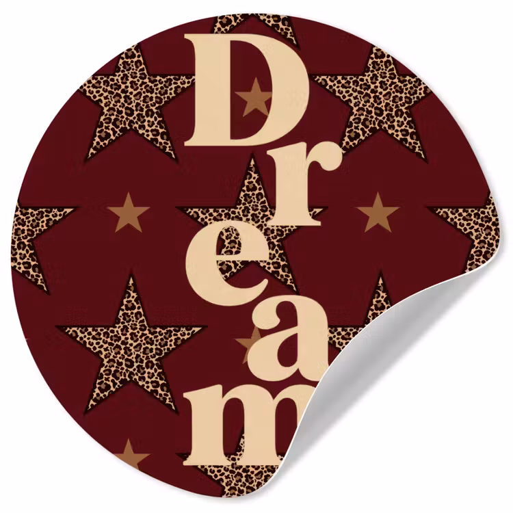 Sterren - Luipaardprint - Dream - Bordeaux Wandcirkel behangsticker klein -3d