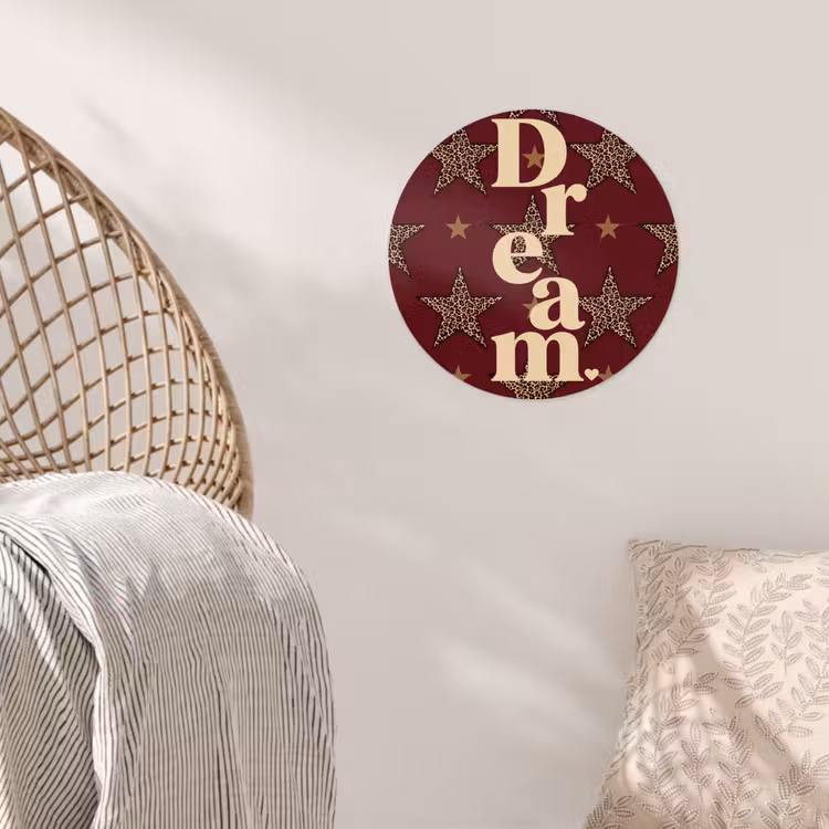 Sterren - Luipaardprint - Dream - Bordeaux Wandcirkel behangsticker klein -sfeer4