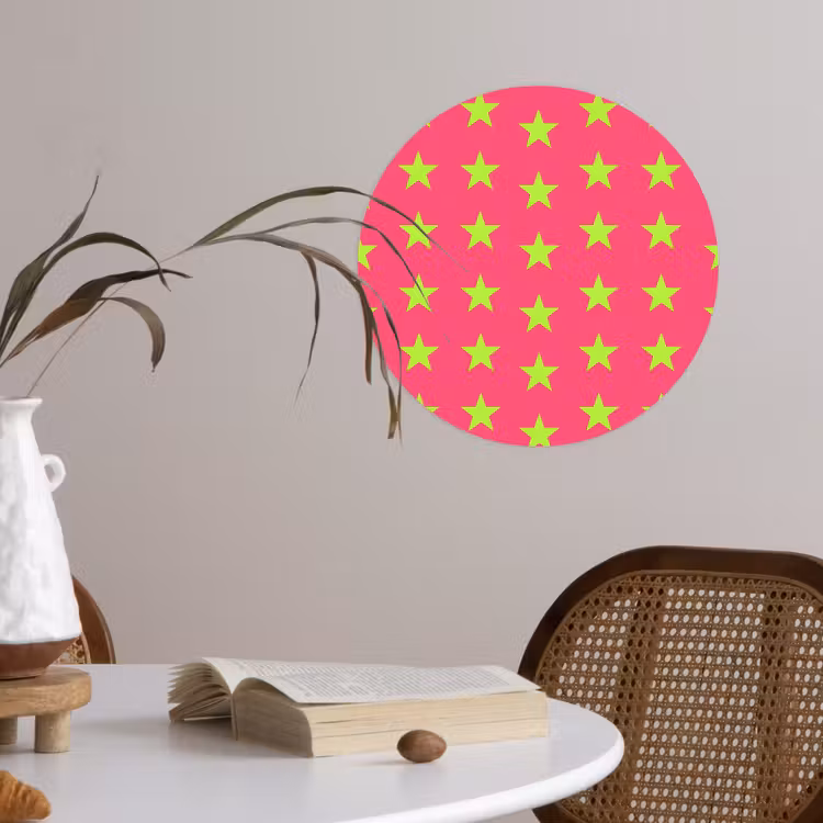 Sterren - Patroon - Roze Wandcirkel behangsticker klein 186 -sfeer3