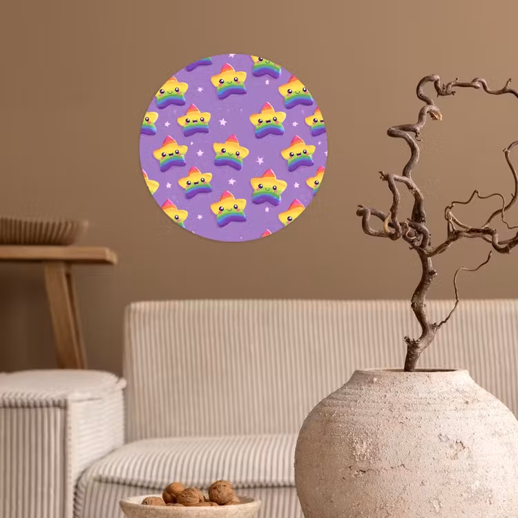 Sterren - Regenboog - Paars Wandcirkel behangsticker klein 186 -sfeer1