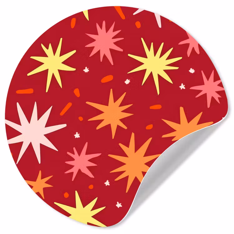 Sterren - Speels - Rood Wandcirkel behangsticker klein 186 -3d
