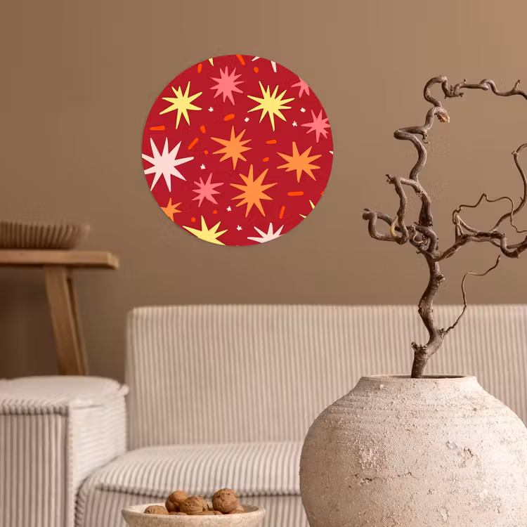 Sterren - Speels - Rood Wandcirkel behangsticker klein 186 -sfeer1