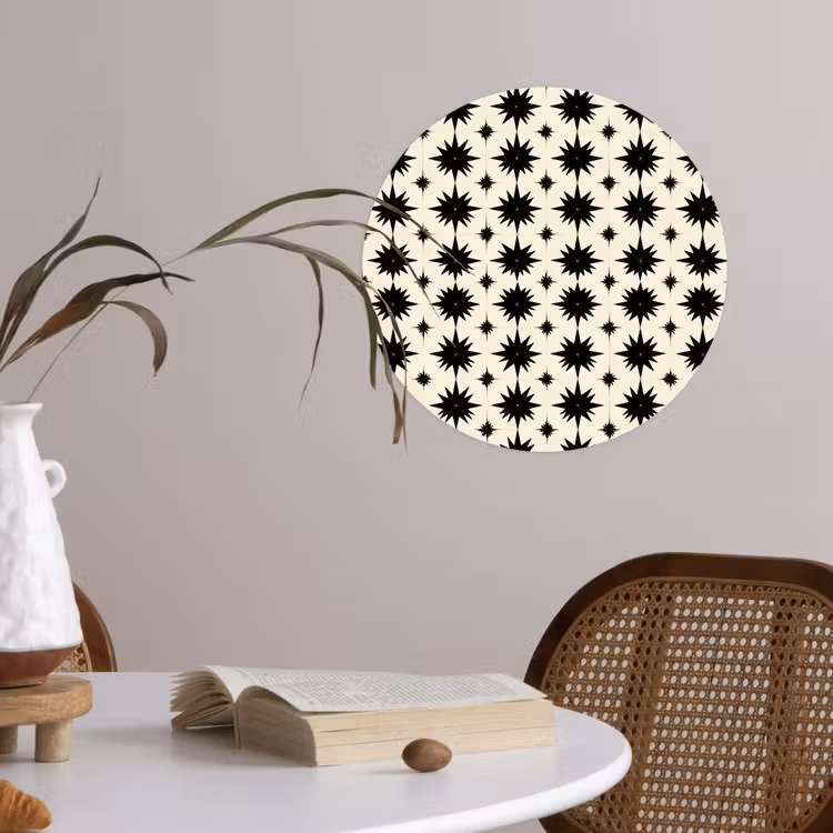 Stervormen - Geometrisch - Zwart Wandcirkel behangsticker klein 186 -sfeer3