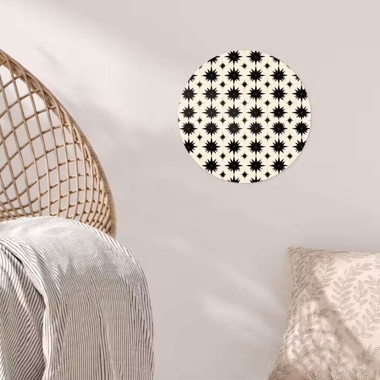 Stervormen - Geometrisch - Zwart Wandcirkel behangsticker klein 186 -sfeer4