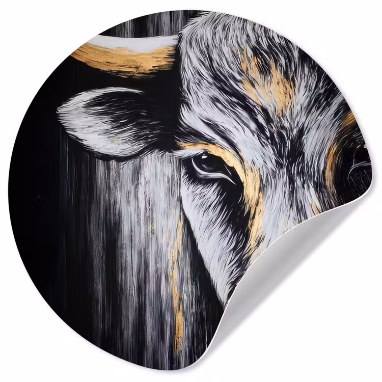 Stier - Hoorns - Snuit - Goud Wandcirkel behangsticker klein -3d