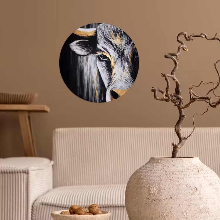 Stier - Hoorns - Snuit - Goud Wandcirkel behangsticker klein -sfeer1