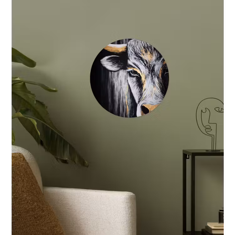 Stier - Hoorns - Snuit - Goud Wandcirkel behangsticker klein -sfeer2