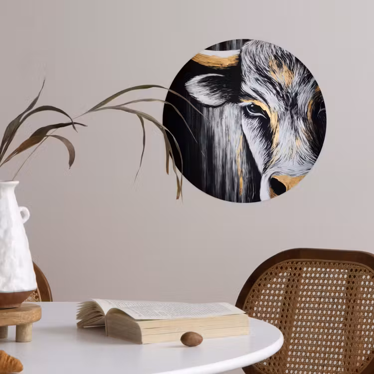 Stier - Hoorns - Snuit - Goud Wandcirkel behangsticker klein -sfeer3
