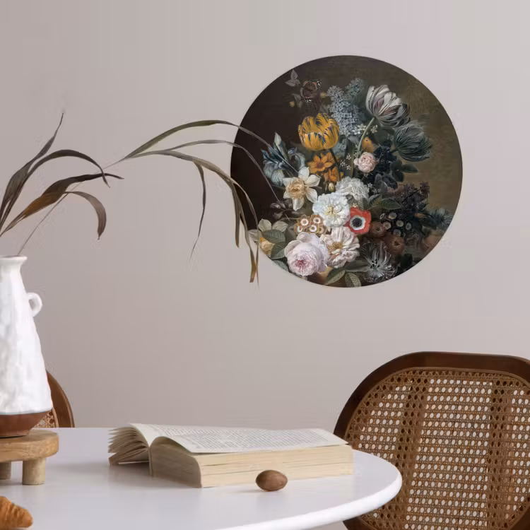 Stilleven met bloemen - Schilderij van Eelke Jelles Eelkema Wandcirkel behangsticker klein -sfeer3