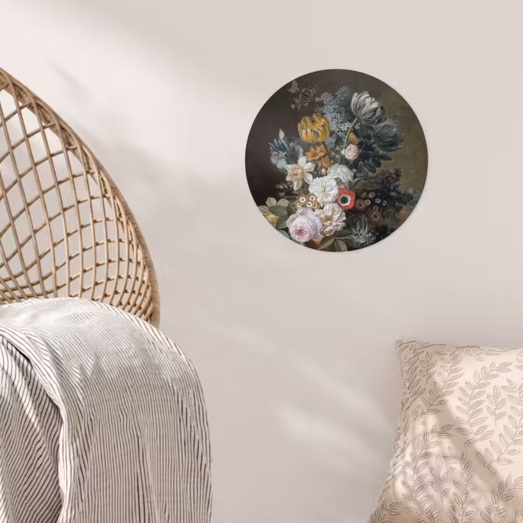 Stilleven met bloemen - Schilderij van Eelke Jelles Eelkema Wandcirkel behangsticker klein -sfeer4