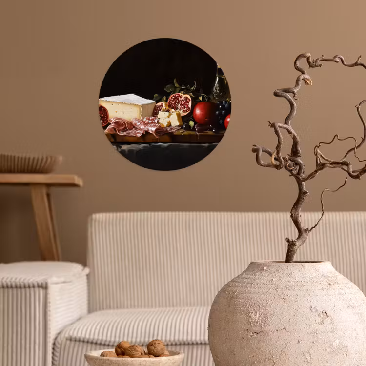 Stilleven - Vintage - Borrelplank Wandcirkel behangsticker klein -sfeer1