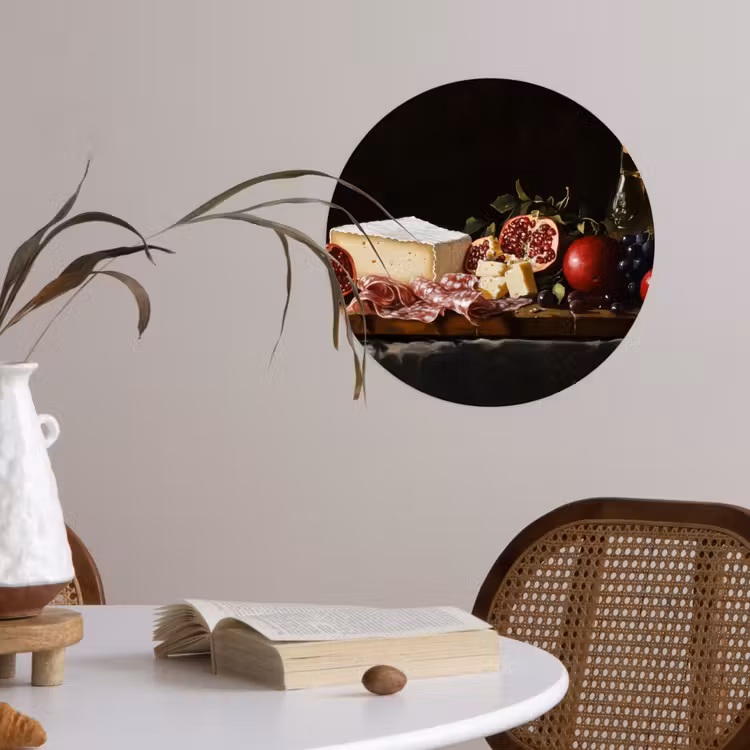 Stilleven - Vintage - Borrelplank Wandcirkel behangsticker klein -sfeer3