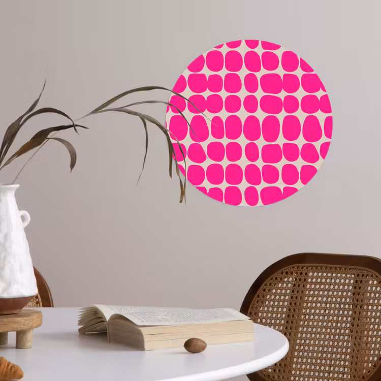Stippen - Patroon - Roze Wandcirkel behangsticker klein 186 -sfeer3