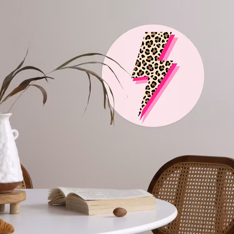 Stippen - Roze - Bliksem Wandcirkel behangsticker klein -sfeer3
