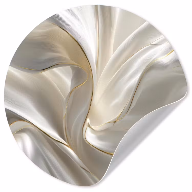 Stof - Plooien - Goud Wandcirkel behangsticker klein -3d