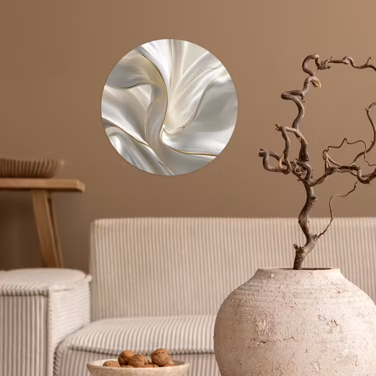 Stof - Plooien - Goud Wandcirkel behangsticker klein -sfeer1