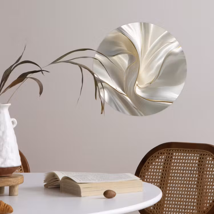 Stof - Plooien - Goud Wandcirkel behangsticker klein -sfeer3