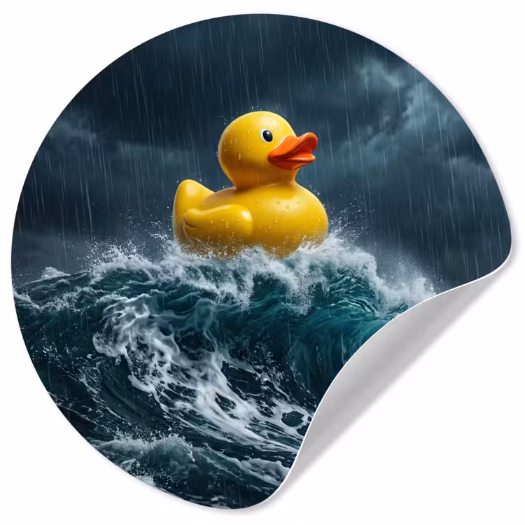 Storm - Badeend - Golven Wandcirkel behangsticker klein -3d