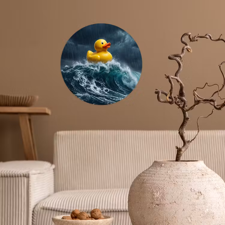 Storm - Badeend - Golven Wandcirkel behangsticker klein -sfeer1