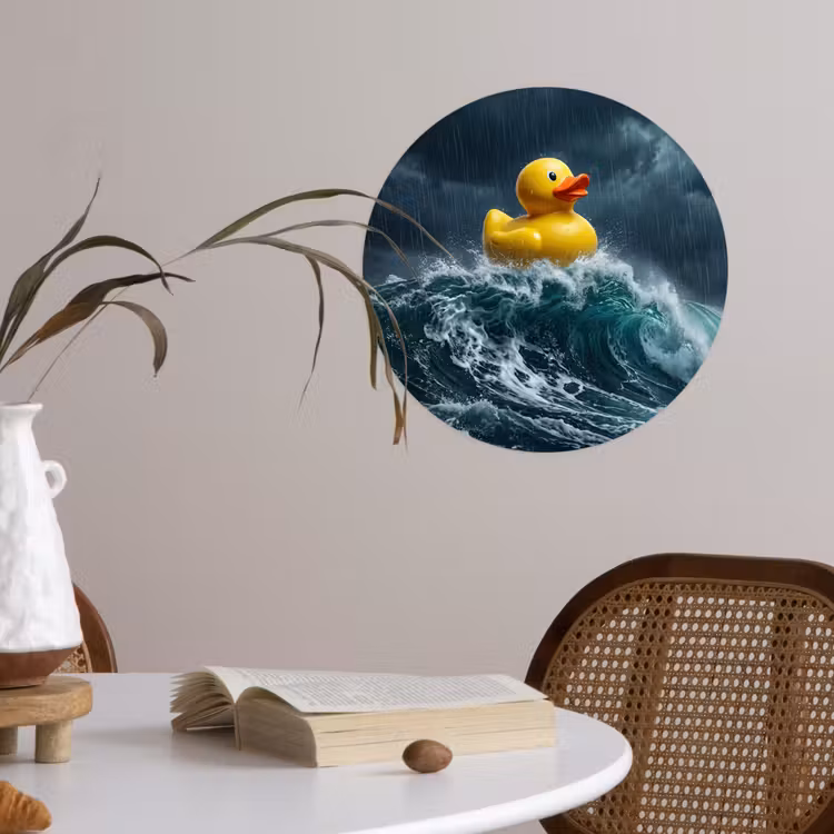 Storm - Badeend - Golven Wandcirkel behangsticker klein -sfeer3