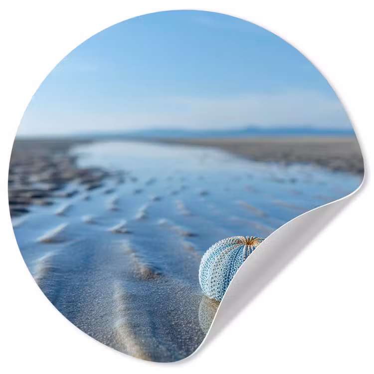 Strand - Schild - Water - Blauw Wandcirkel behangsticker klein -3d