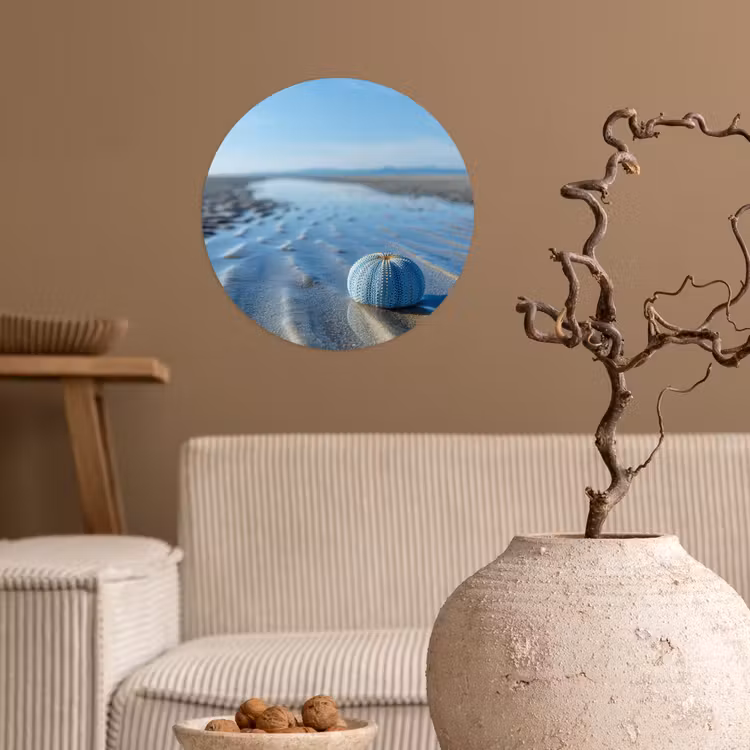 Strand - Schild - Water - Blauw Wandcirkel behangsticker klein -sfeer1