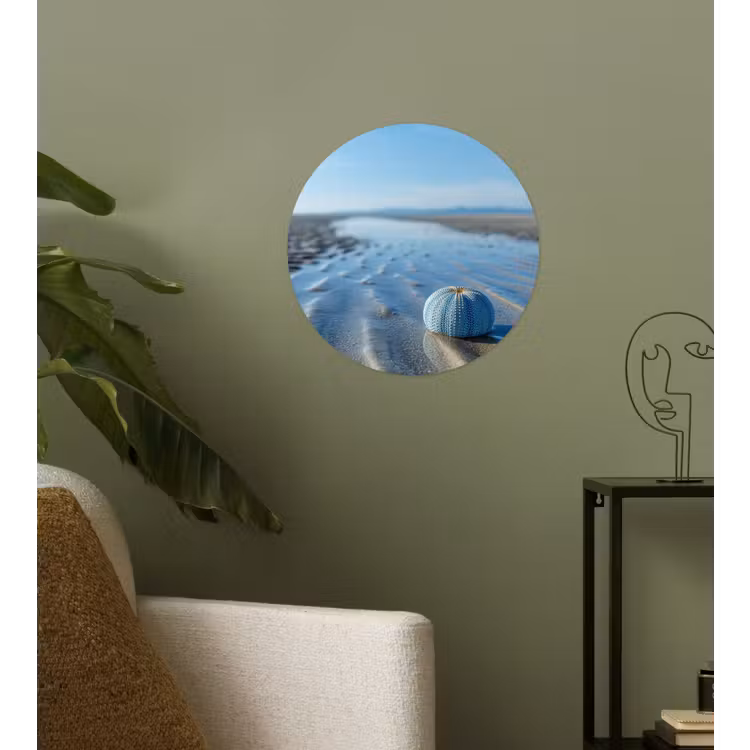 Strand - Schild - Water - Blauw Wandcirkel behangsticker klein -sfeer2